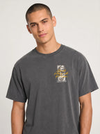 Person wearing a charcoal gray T-shirt with a statue graphic and the text “God Has A Plan” and “Plans to give you hope and a future.”