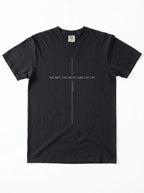 Black T-shirt laid flat with a minimalist cross design and the text “The Way, the Truth, and the Life” and “John 14:6.”