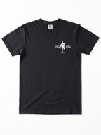 A black short-sleeve crewneck t-shirt with graphic print of a Spartan helmet and sword with the text 'HELMET OF SALVATION' and 'SWORD OF THE SPIRIT', displayed flat against a white background.